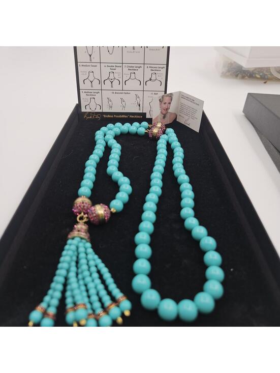 Heidi Daus Jewelry - Heidi Daus Endless Possibility Turquoise Pink Crystal Convertible Tassel Necklac